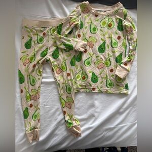 Little Sleepies Avocado Toast Print Pajama Set - Green and Cream